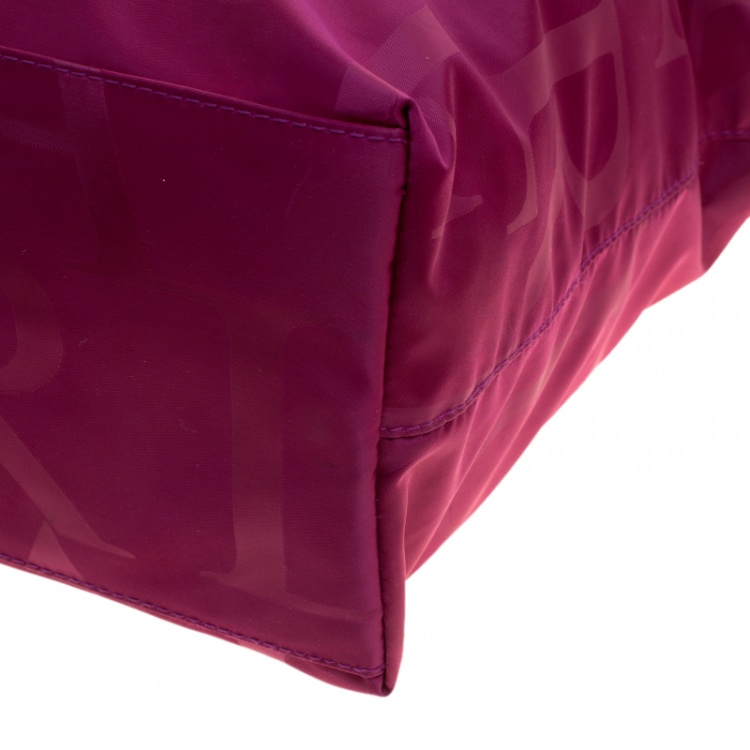 Pre Owned Furla Burgundy Nylon Shopper Tote