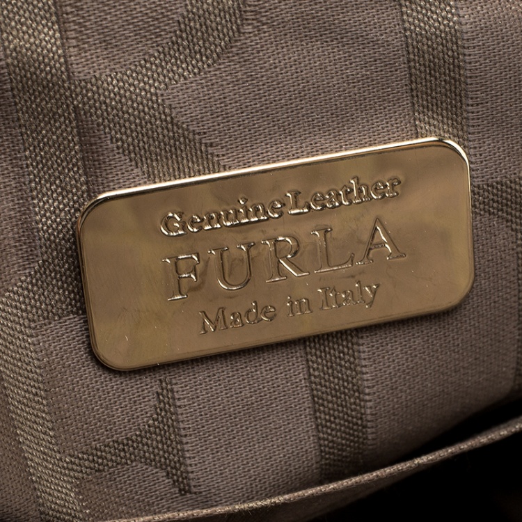 Pre Owned Furla Multicolor Leather and Embossed Python Satchel