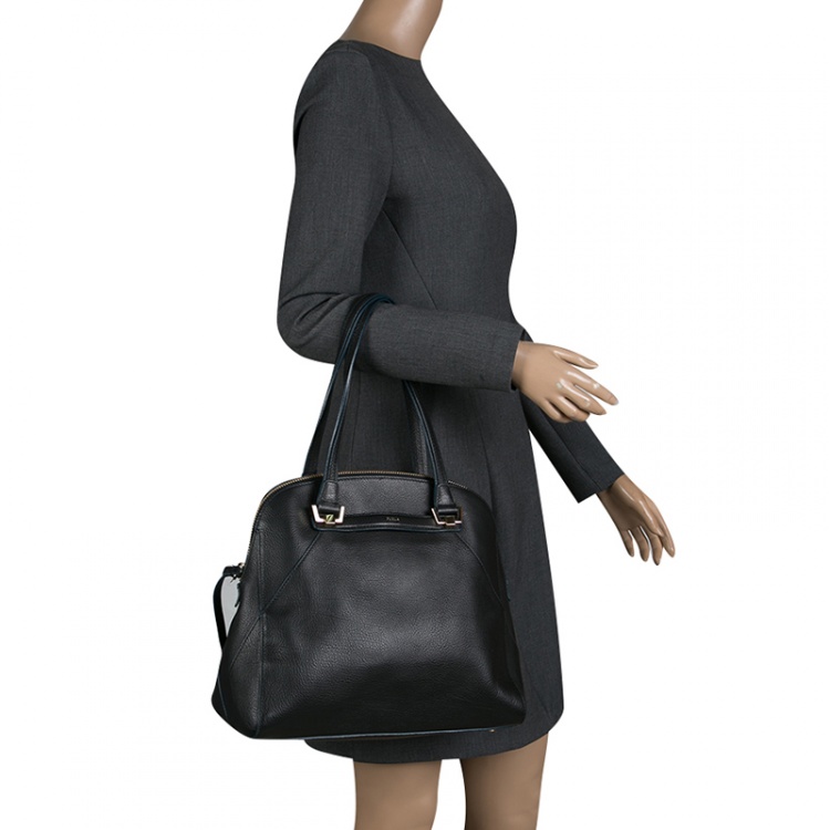 مملوكة مسبقًا Furla Black Leather Dome Satchel