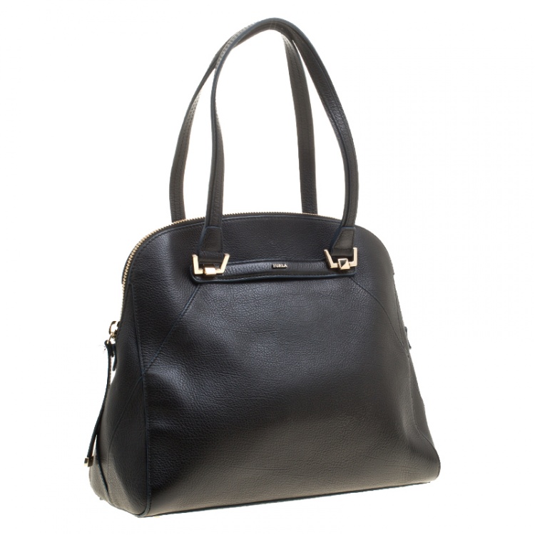 مملوكة مسبقًا Furla Black Leather Dome Satchel