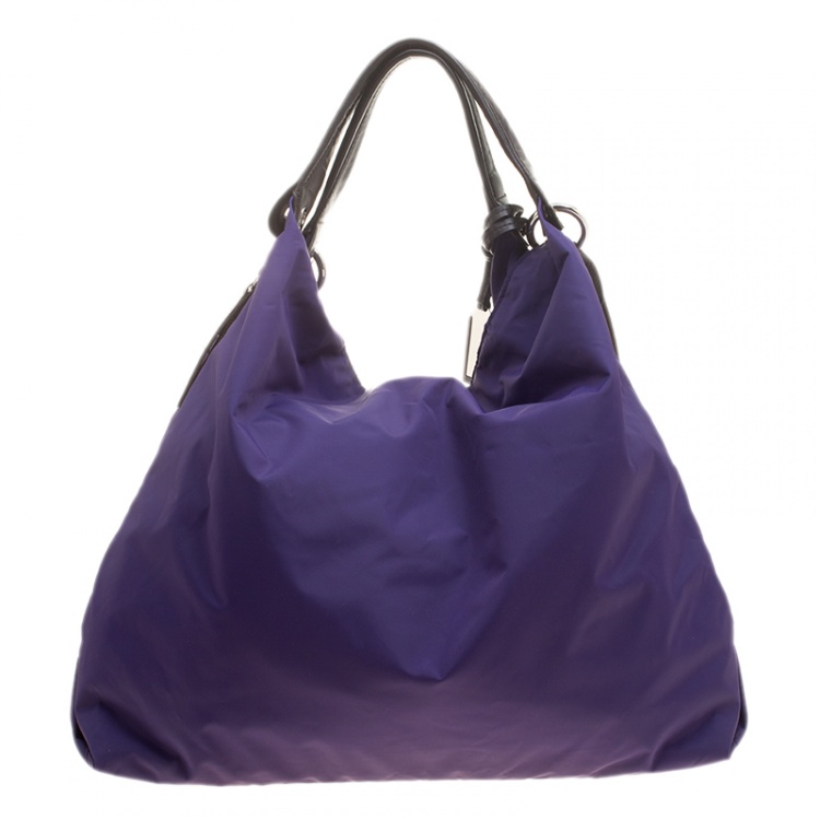 Pre Owned Furla Purple Nylon Elizabeth Hobo