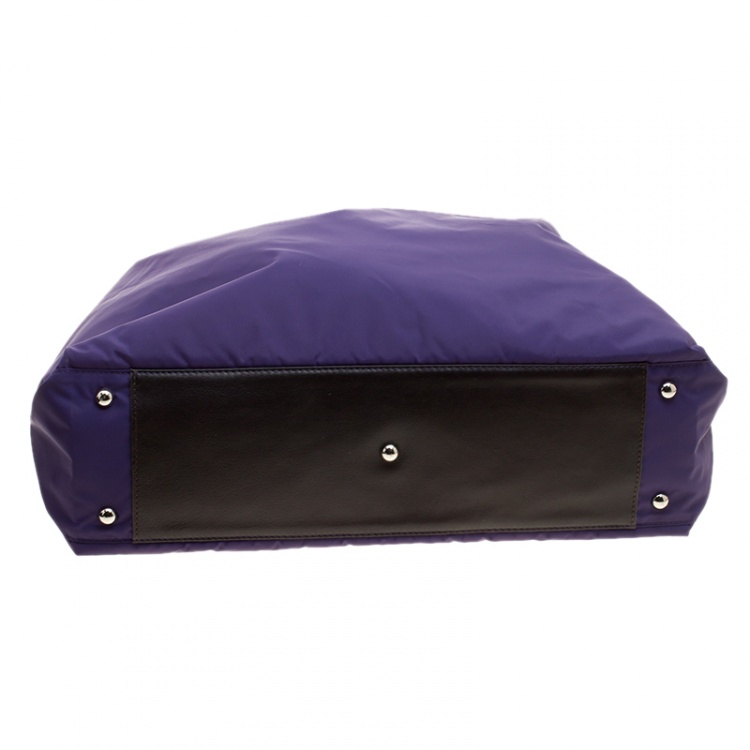 Pre Owned Furla Purple Nylon Elizabeth Hobo