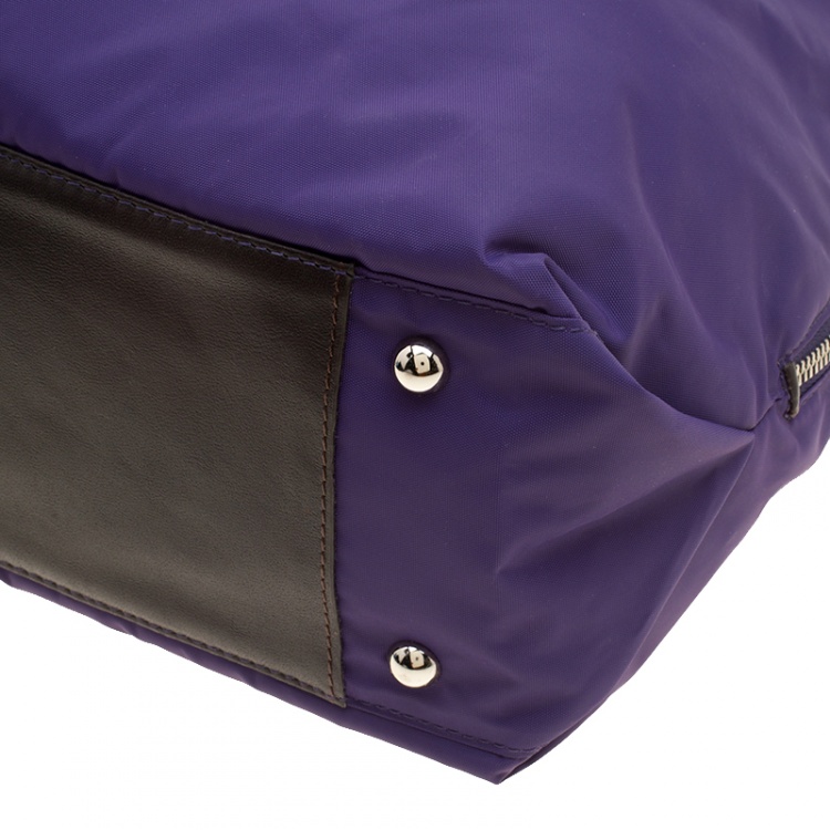 Pre Owned Furla Purple Nylon Elizabeth Hobo