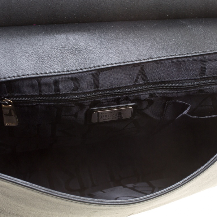 Pre Owned Furla Black/Red Leather Cortina Top Handle Bag