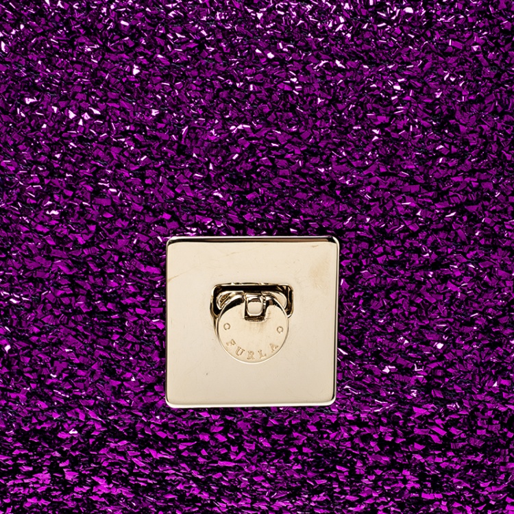 مملوكة مسبقًا Furla Purple Textured Fabric Shoulder Bag
