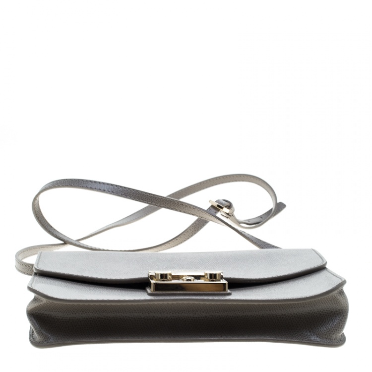 Pre Owned Furla Grey Leather Metropolis Crossbody Bag
