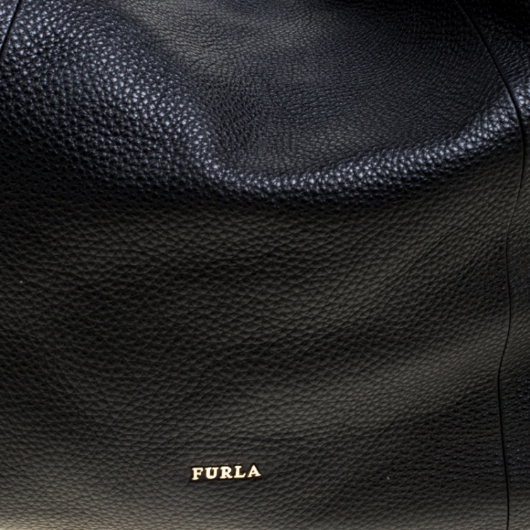 Pre Owned Furla Black Leather Elisabeth Hobo