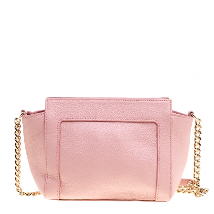Pre Owned Furla Pink Leather Mini Ginevra Crossbody Bag