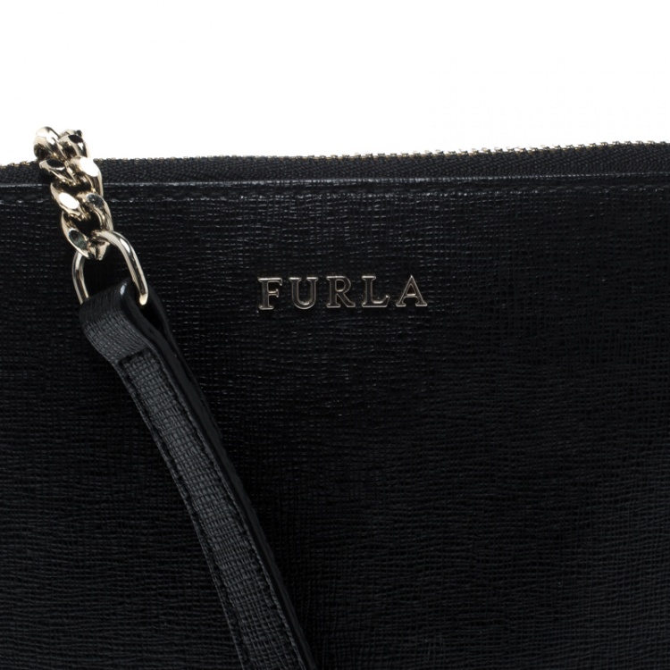Pre Owned Furla Black Leather Boheme Crossbody Bag