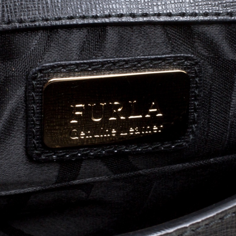 Pre Owned Furla Black Leather Julia Top Handle Shoulder Bag