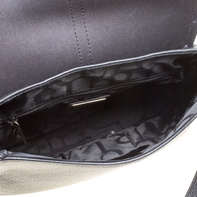 Pre Owned Furla Black Leather Saddle Shoulder Bag  