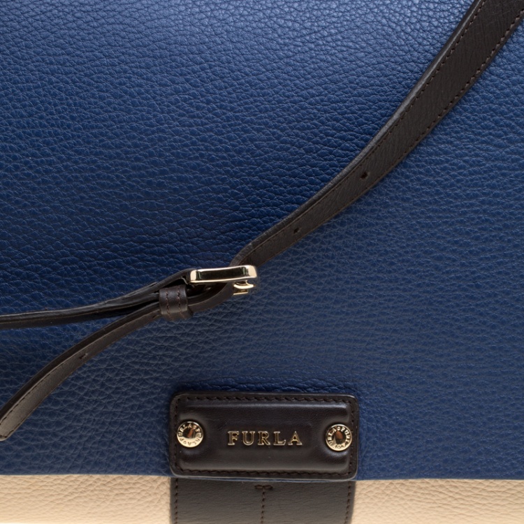 Pre Owned Furla Tri Color Leather Top Handle Bag