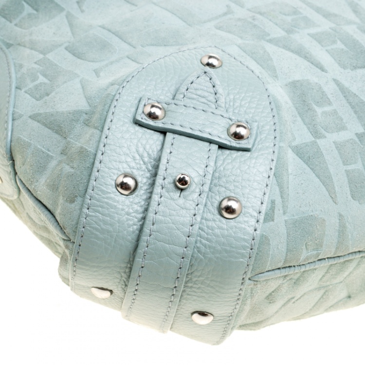 Pre Owned Furla Mint Green Suede and Leather Hobo