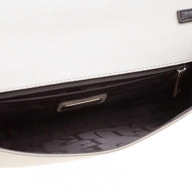 Pre Owned Furla Biege/White Pyhton Embossed and Leather Shoulder Bag