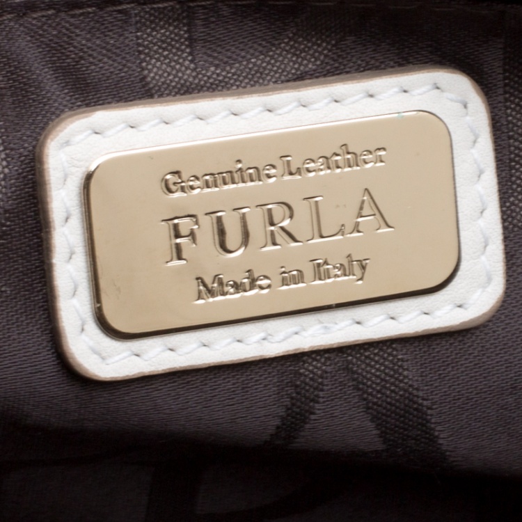 Pre Owned Furla Biege/White Pyhton Embossed and Leather Shoulder Bag
