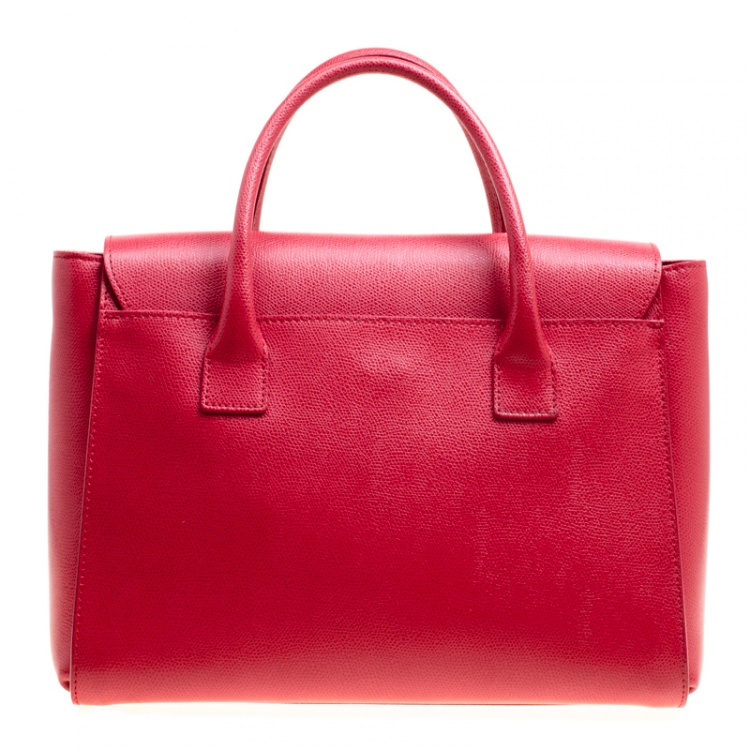 Pre Owned Furla Red Leather Medium Metropolis Top Handle Bag
