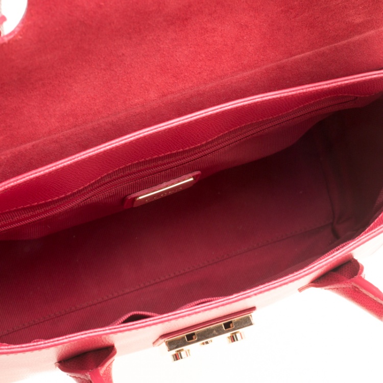 Pre Owned Furla Red Leather Medium Metropolis Top Handle Bag
