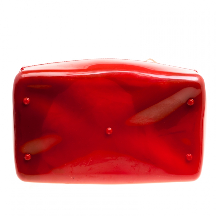 Pre Owned Furla Brick Red Glossy Rubber Candy Satchel
