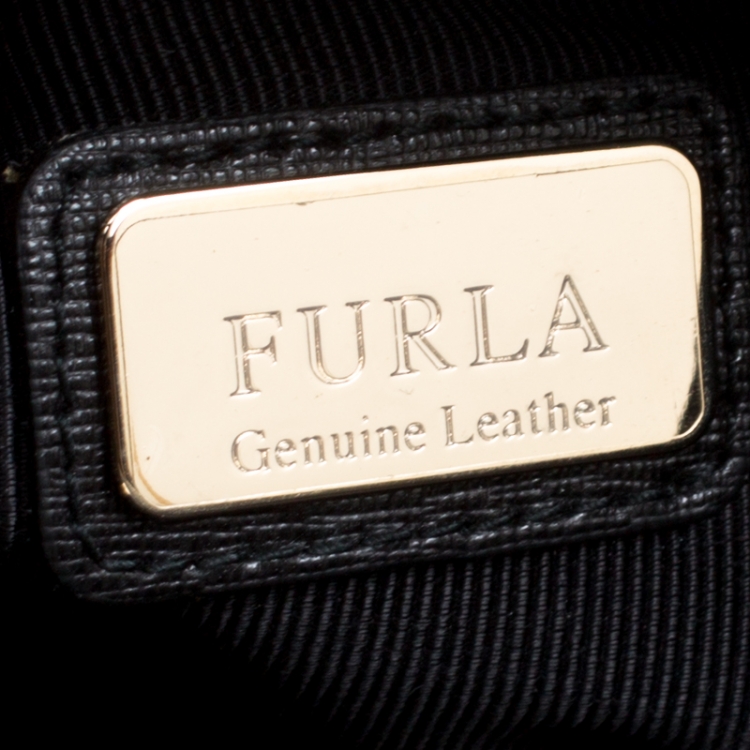 Pre Owned Furla Black Leather Linda Tote