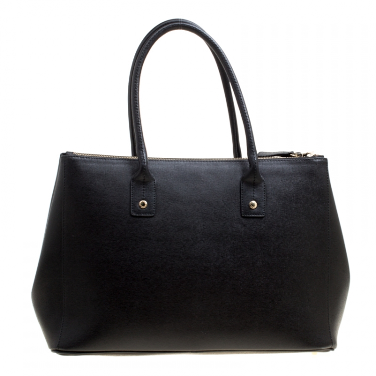 Pre Owned Furla Black Leather Linda Tote