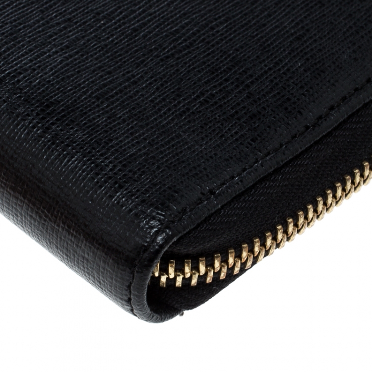 Pre Owned Furla Black Leather Small Classic Zip Around Wallet 