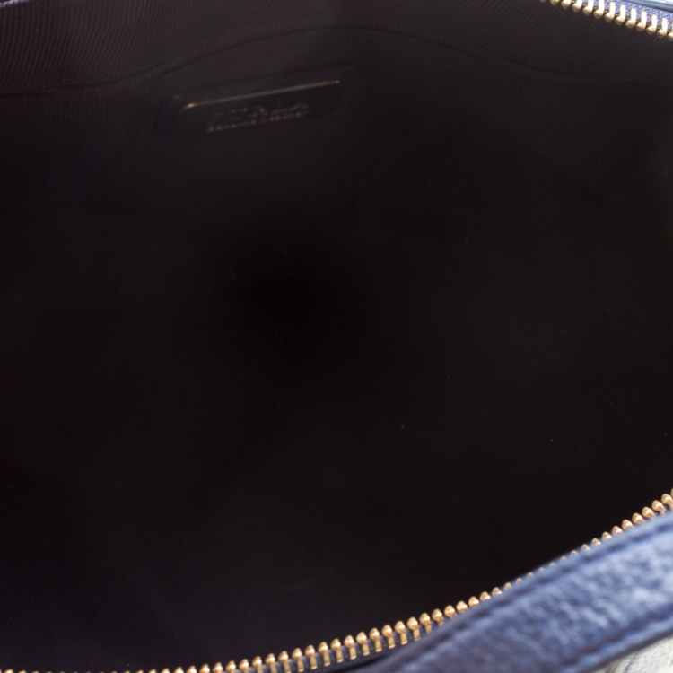 Pre Owned Furla Blue Leather Perla Top Handle Bag