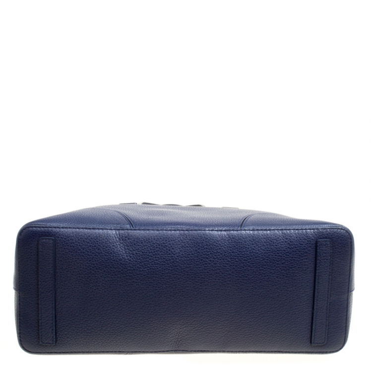 Pre Owned Furla Blue Leather Perla Top Handle Bag