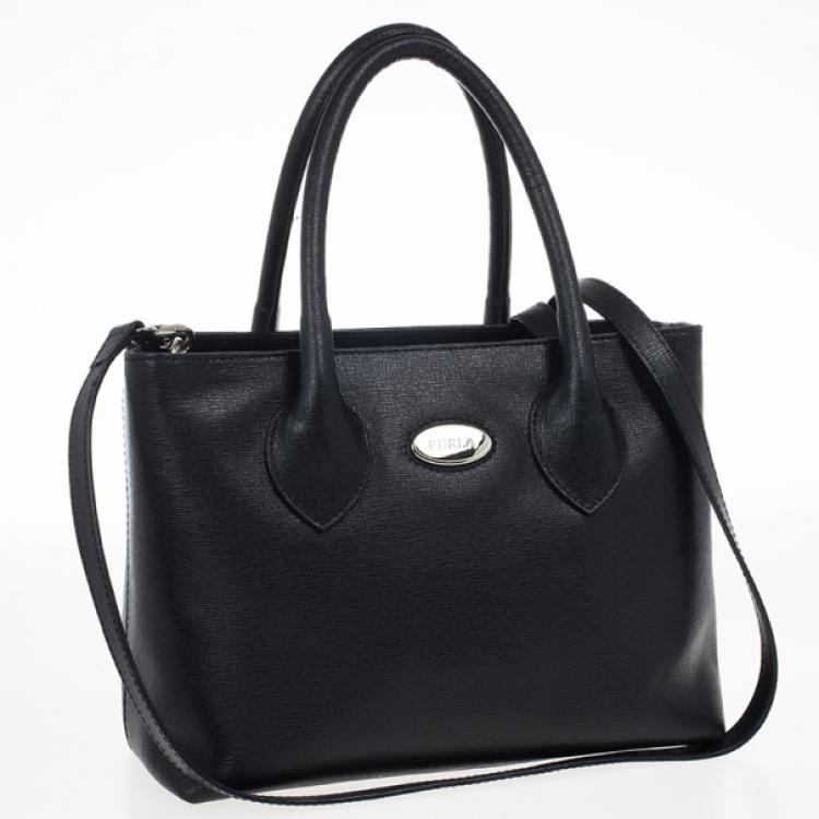 Pre Owned Furla Black Martha Convertible Satchel 