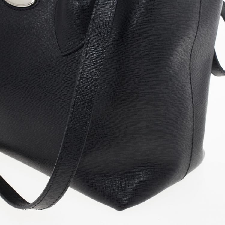 Pre Owned Furla Black Martha Convertible Satchel 