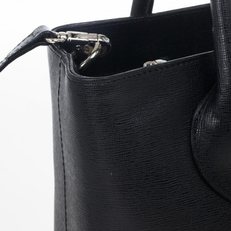 Pre Owned Furla Black Martha Convertible Satchel 