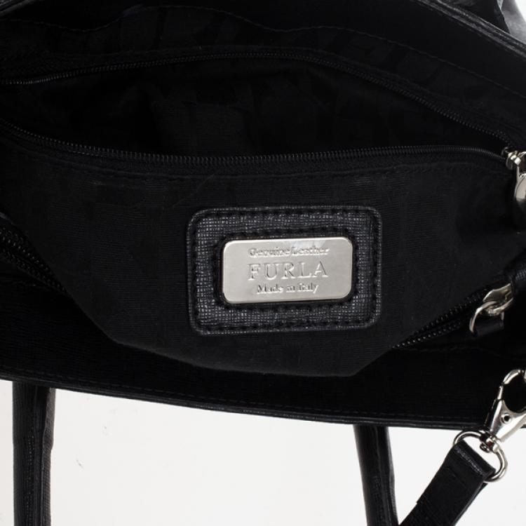 Pre Owned Furla Black Martha Convertible Satchel 