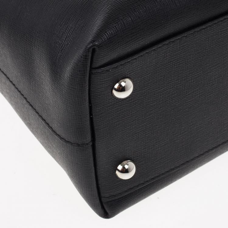 Pre Owned Furla Black Martha Convertible Satchel 