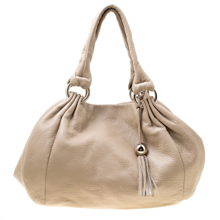 taupe leather shoulder bag