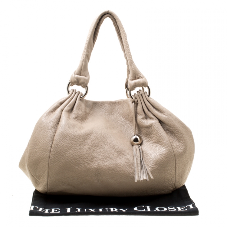 Pre Owned Furla Taupe Leather Shoulder Bag