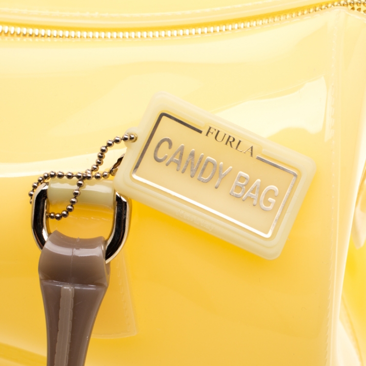 مملوكة مسبقًا Furla Yellow/Beige Rubber Candy Satchel