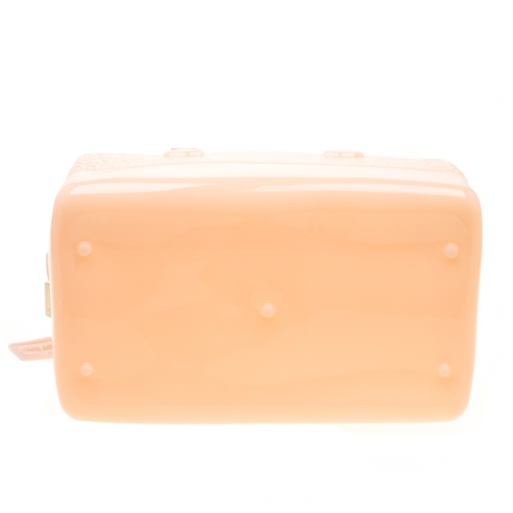 مملوكة مسبقًا Furla Peach Crocodile Embossed Rubber Candy Satchel