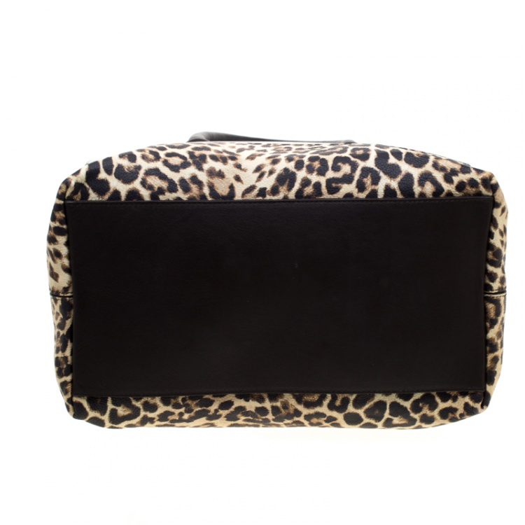 Pre Owned Furla Leopard Print Rubber and Leather Candy Satchel