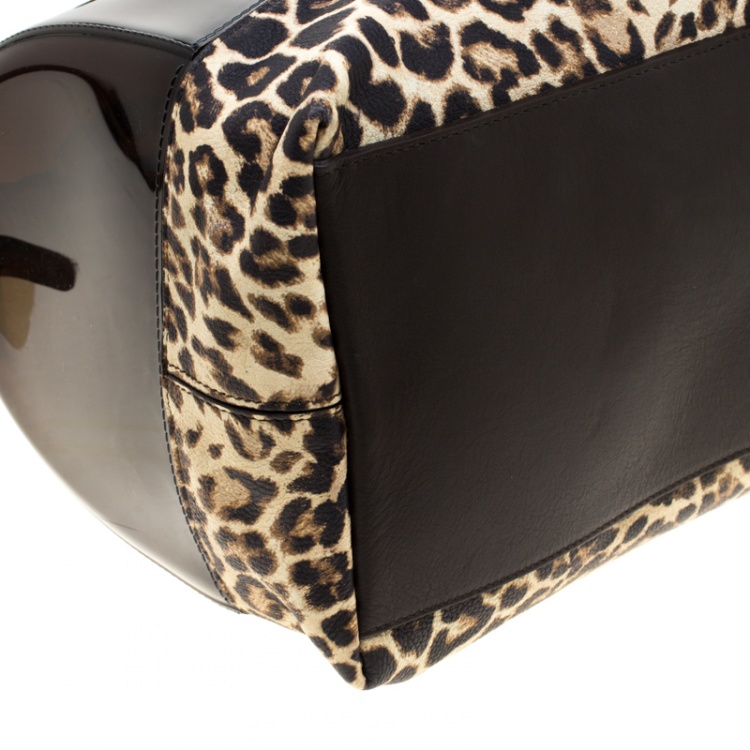 Pre Owned Furla Leopard Print Rubber and Leather Candy Satchel