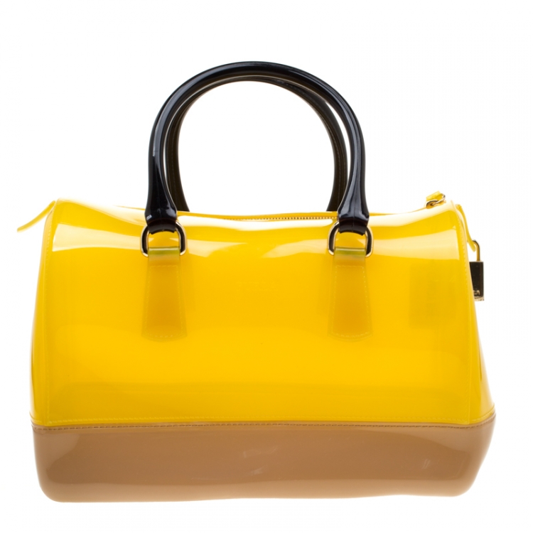 Pre Owned Furla Tricolor Glossy Rubber Candy Satchel