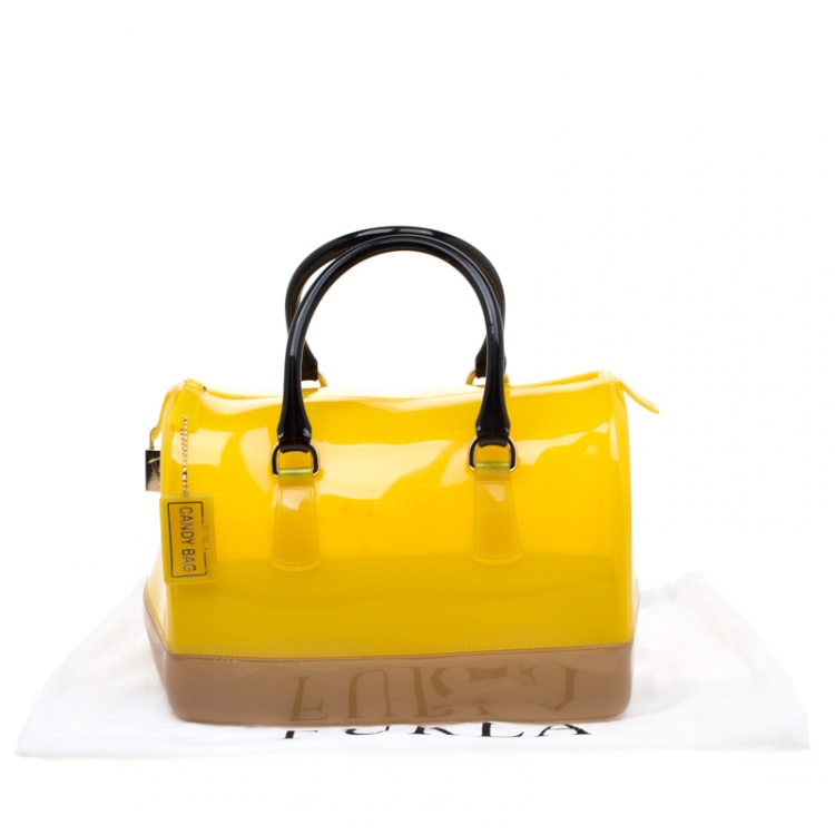 Pre Owned Furla Tricolor Glossy Rubber Candy Satchel