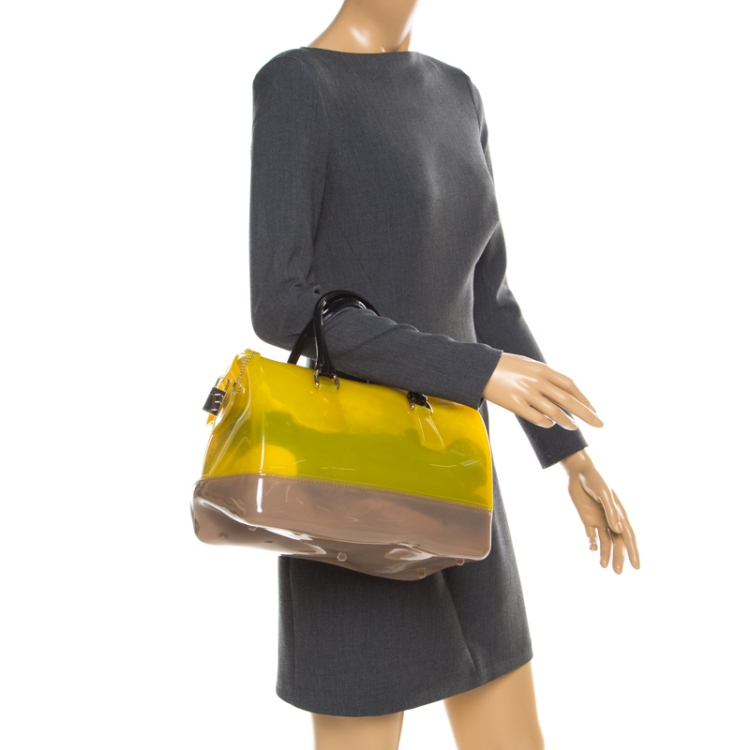 Pre Owned Furla Tricolor Glossy Rubber Candy Satchel