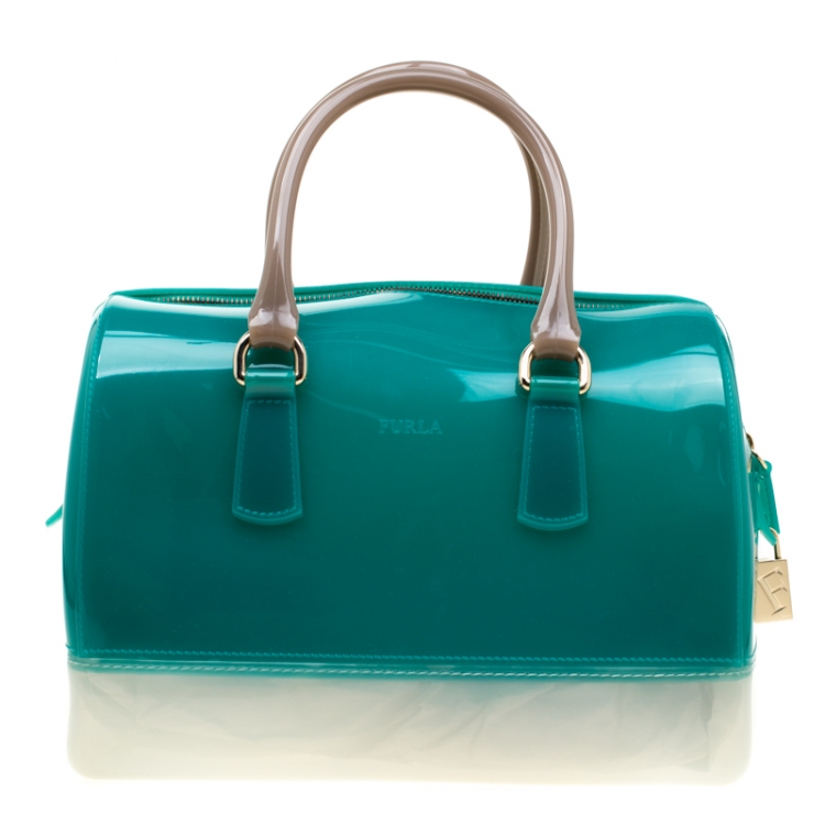 Pre Owned Furla Tri Color Rubber Candy Satchel