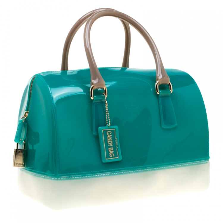 Pre Owned Furla Tri Color Rubber Candy Satchel
