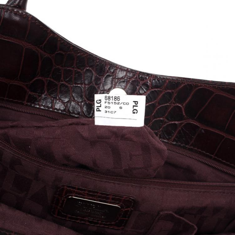 Pre Owned Furla Red Embossed Python Leather Clara Tote