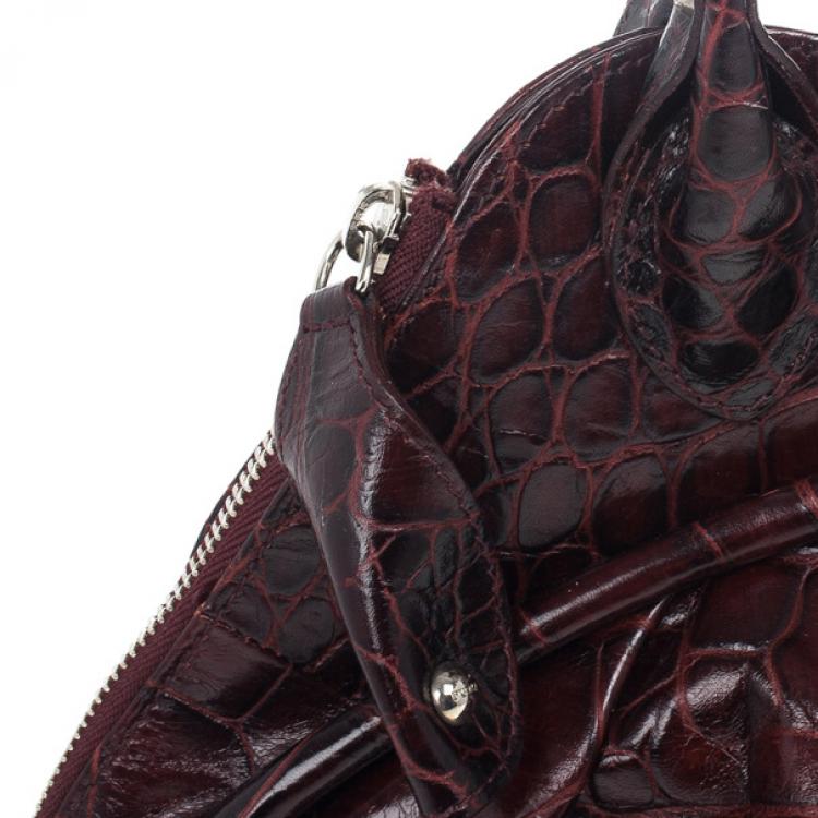 Pre Owned Furla Red Embossed Python Leather Clara Tote