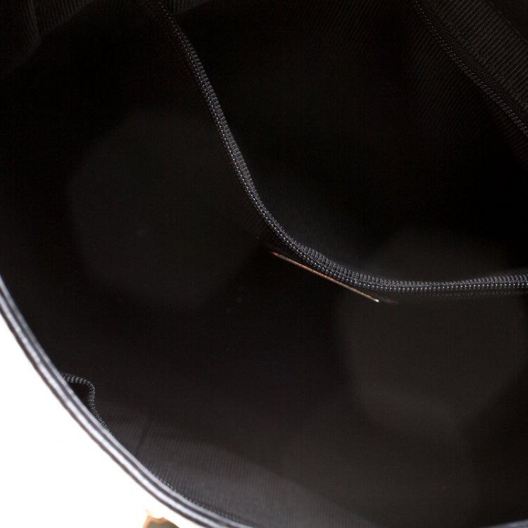 Pre Owned Furla Black/White Leather Cortina Tote