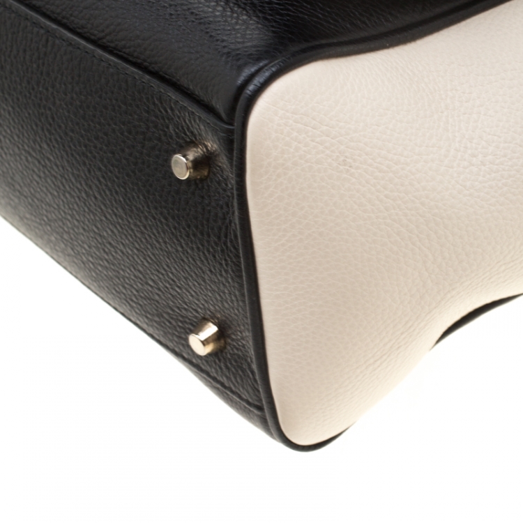 Pre Owned Furla Black/White Leather Cortina Tote