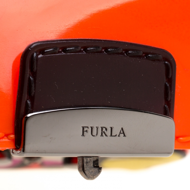 Pre Owned Furla Orange/Black Wow Candy Bon Bon Crossbody Bag