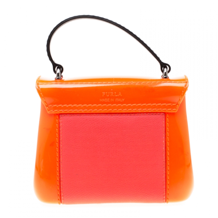 Pre Owned Furla Orange/Black Wow Candy Bon Bon Crossbody Bag