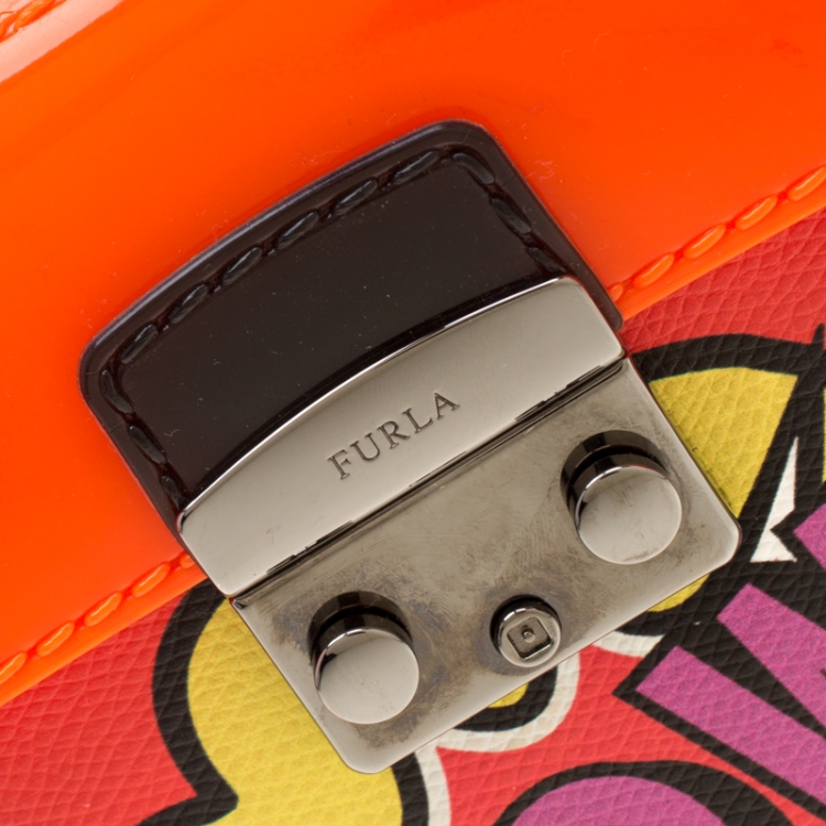Pre Owned Furla Orange/Black Wow Candy Bon Bon Crossbody Bag